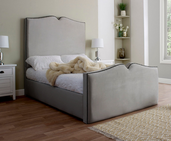 Love Heart 4ft Small Double Bed Frame - Velvet Grey