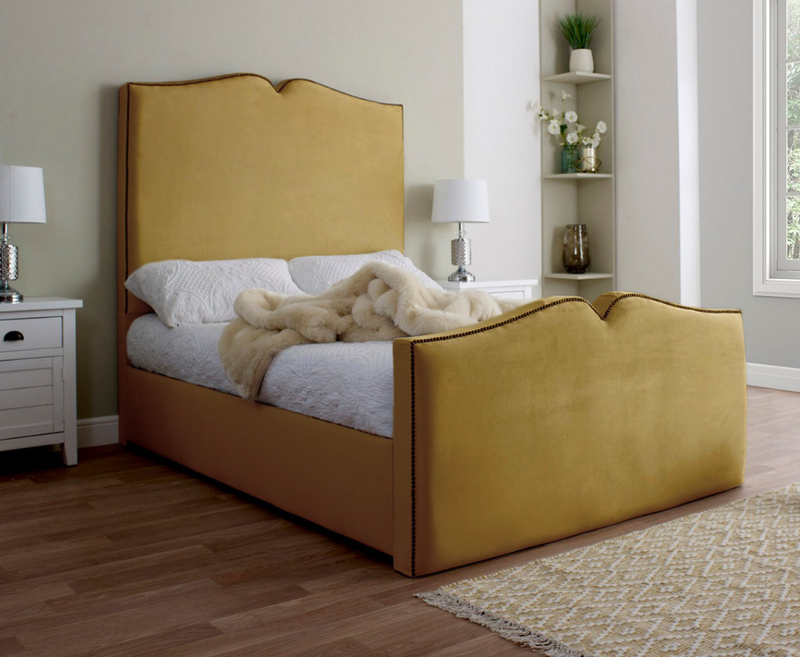 Love Heart 6ft Superking Bed Frame - Velvet Beige