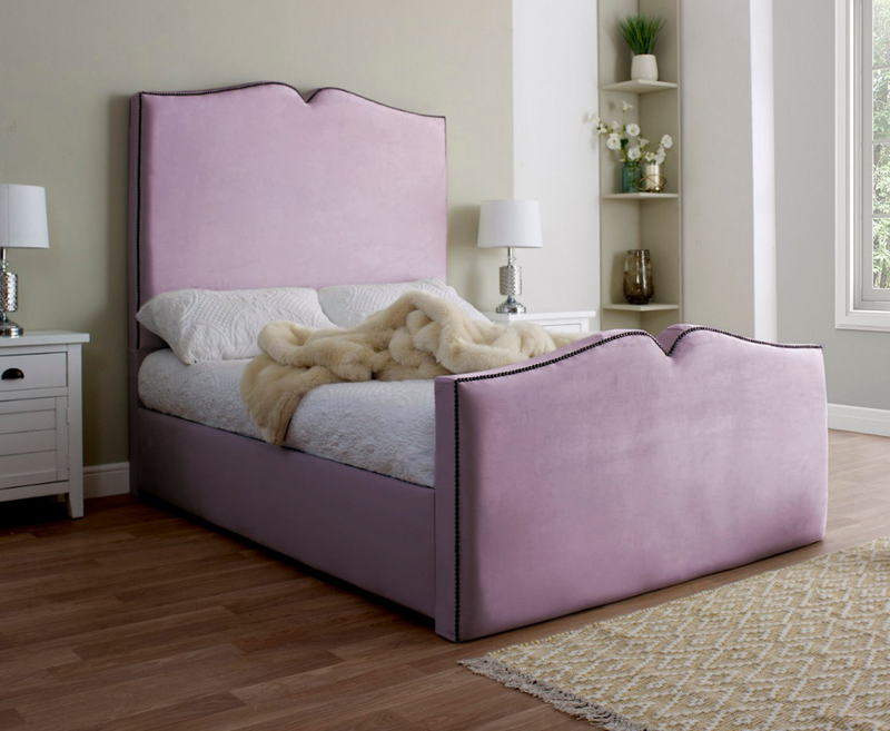 Love Heart 6ft Superking Bed Frame - Velvet Beige