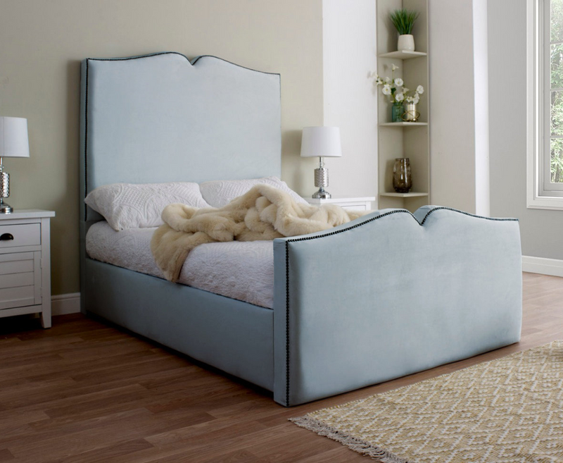 Love Heart 5ft Kingsize Bed Frame - Velvet Silver