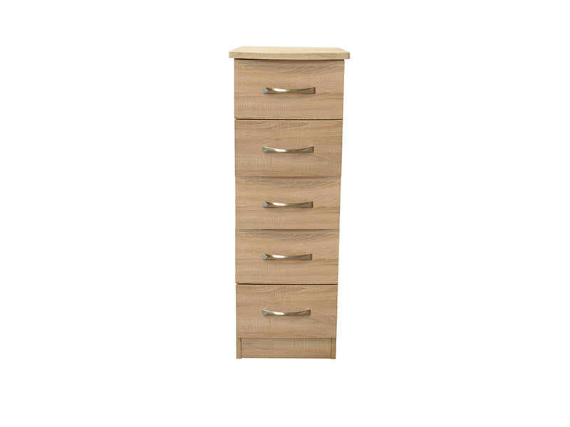 Lungo Mid Oak 5 Drawer Locker