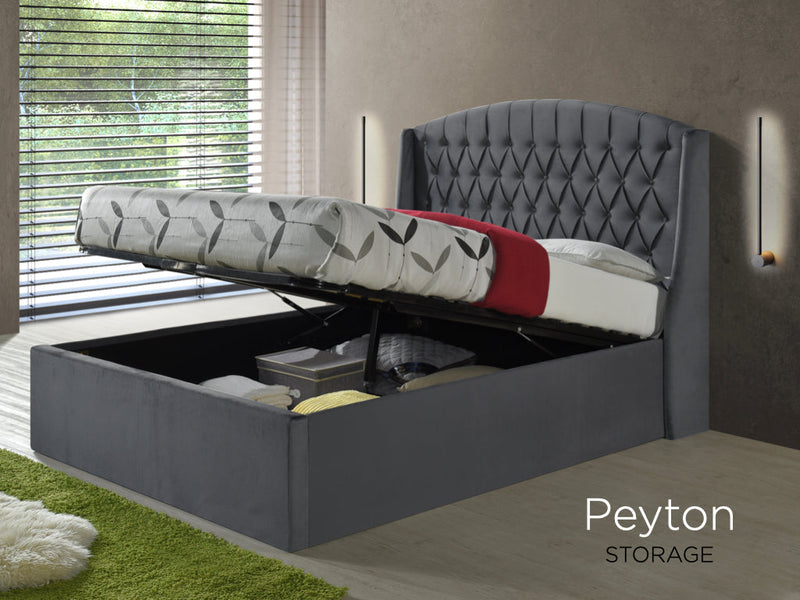 Paige 5ft Grey Velvet Ottoman Bed