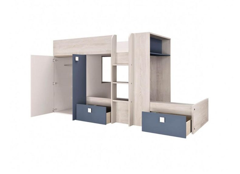 Supreme Bunk Bed - Blue | Pink | Grey Oak