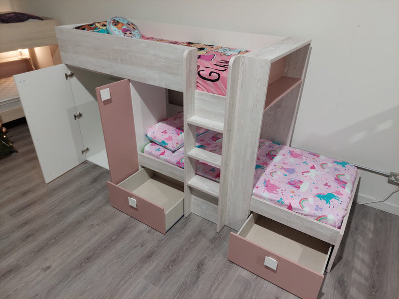 Supreme Bunk Bed - Blue | Pink | Grey Oak