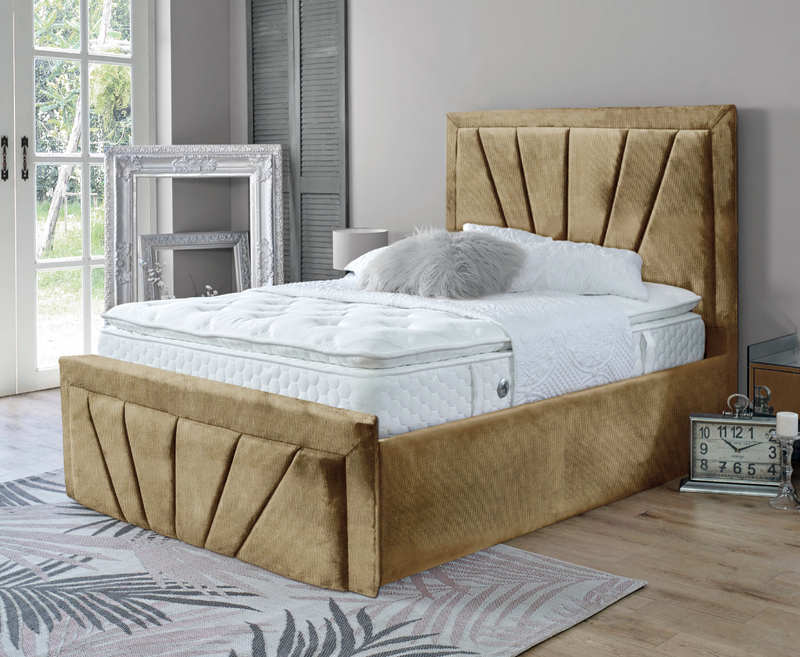 Starry 4ft Small Double Bed Frame- Velvet Beige