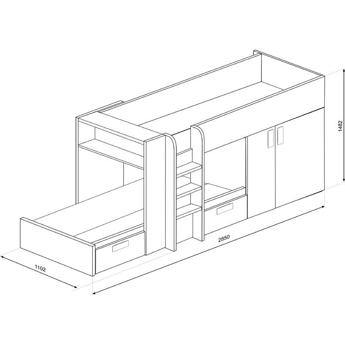 Supreme Bunk Bed - Blue | Pink | Grey Oak